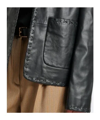 Rohe Whipstitch-trim Collarless Jacket In Black