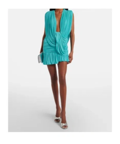 Christopher Esber Ripple Draped Jersey Minidress In Blue
