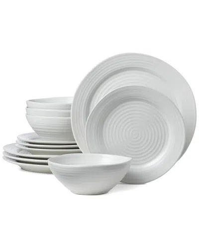 Oneida Ridge White 12-pc. Stoneware Dinnerware Set In White