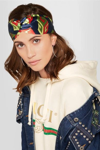 Shop Gucci Twisted Printed Silk-satin Headband