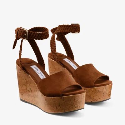 Jimmy Choo Goat Leather Slide Sandals With Soft Lamb Leather Lining In Tan/warm Brown
