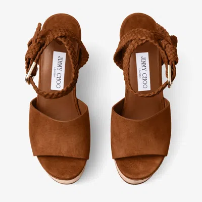 Jimmy Choo Goat Leather Slide Sandals With Soft Lamb Leather Lining In Tan/warm Brown