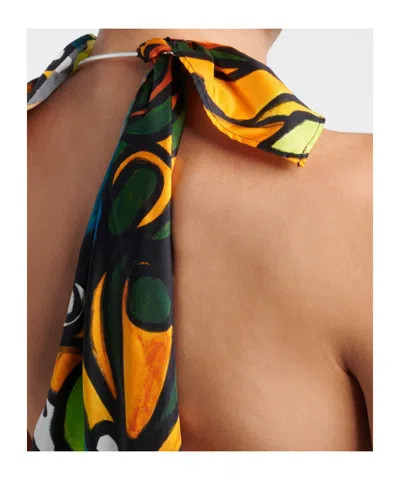 Christopher Esber Printed Draped Silk Top In Multi