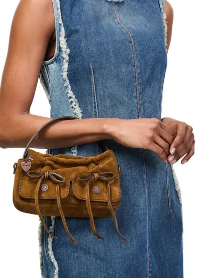 Acne Studios Micro Multipocket Suede Shoulder Bag In Brown