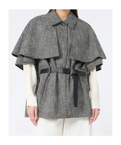Max Mara Short Cape In Gray