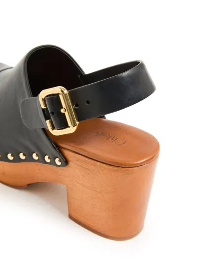 Chloé Jeannette Studded Leather Slingback Platform Clogs In Multi