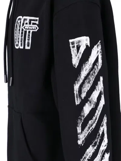 Off-white Motion Arrow Skate Black Cotton Hoodie With Distinctive Graphic Prints In Black