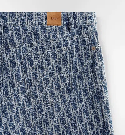 Dior Logo Pattern Silk Shorts In Blue