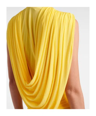 Christopher Esber Ripple Ruched Draped Jersey Minidress In Yellow