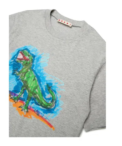 Marni Kids Dinosaur Print T-shirt In Gray