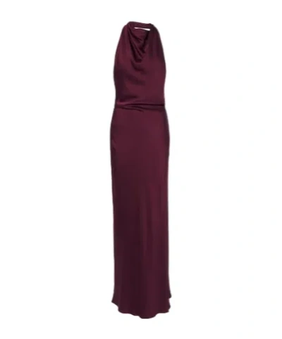 Simkhai Reannon Halterneck Satin Gown In Burgundy