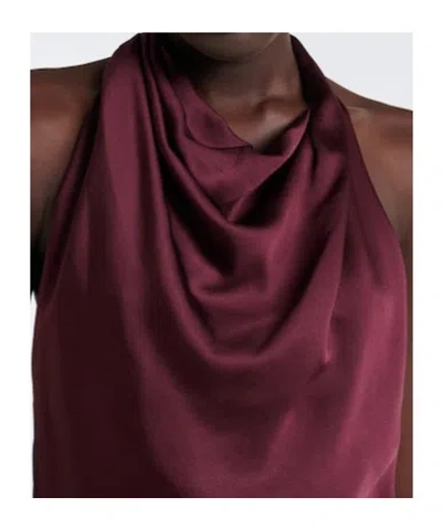 Simkhai Reannon Halterneck Satin Gown In Burgundy