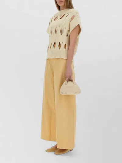 Alysi Beige Knitted Crew Neck T-shirt In Brown