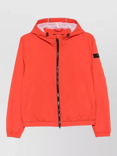 Peuterey Nigle Hooded Blouson Jacket Elasticated Cuffs Hem In Red