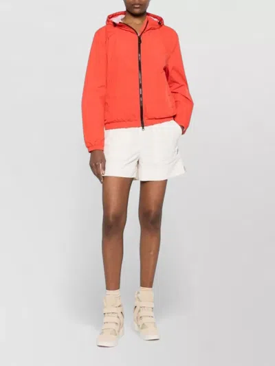 Peuterey Nigle Hooded Blouson Jacket Elasticated Cuffs Hem In Red