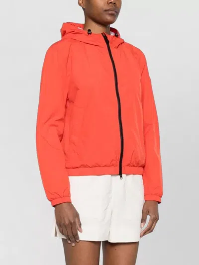 Peuterey Nigle Hooded Blouson Jacket Elasticated Cuffs Hem In Red