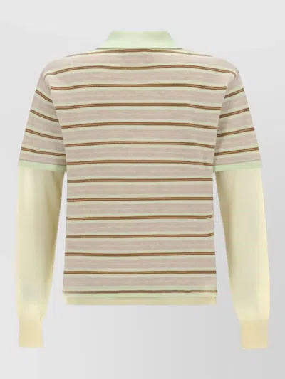 Guest In Residence Layered Stripe Rugby Sweater In Limewash In Green
