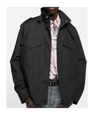 Acne Studios Cotton Satin Blouson Jacket In Black