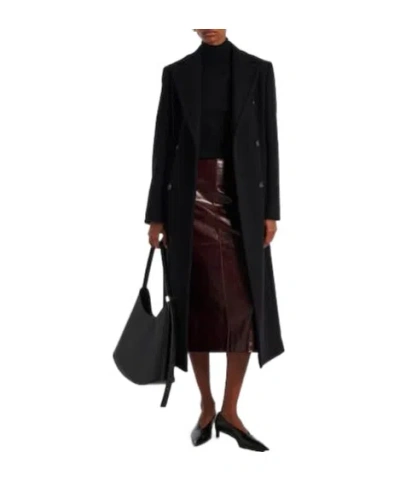 Sportmax Solid Virgin Wool Coat In Black