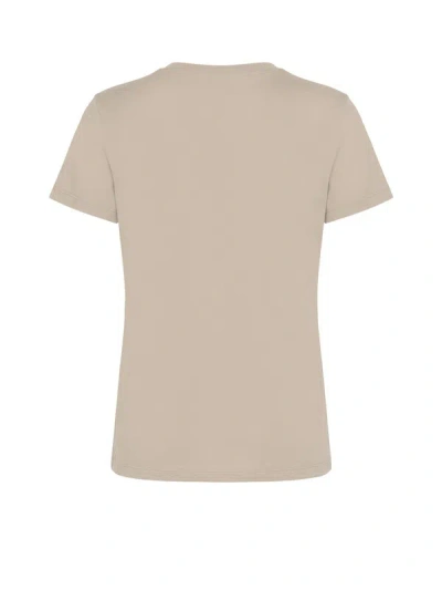 Max Mara Cotton T-shirt With Monogram And Patch Pocket In Brown