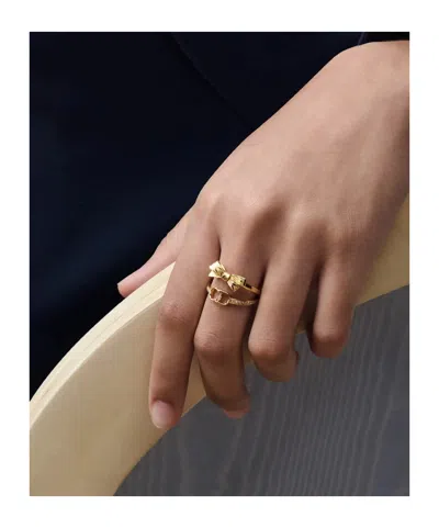 Dior Cd Bow Ring In Yellow