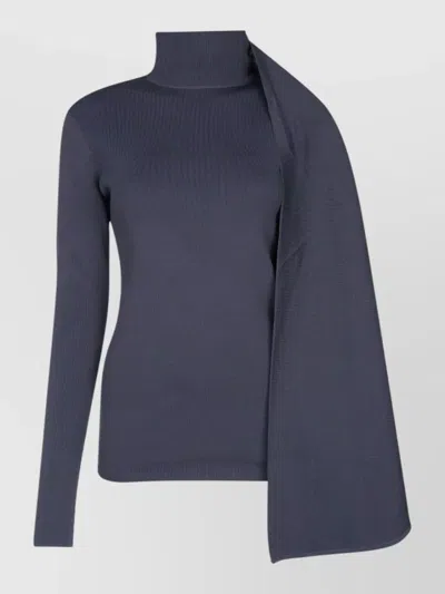 Entire Studios Asymmetric Wrap Sweater Long Sleeves Turtleneck In Blue
