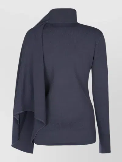 Entire Studios Asymmetric Wrap Sweater Long Sleeves Turtleneck In Blue