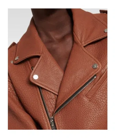 David Koma Oversized Leather Jacket In Brown