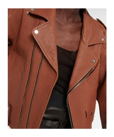 David Koma Oversized Leather Jacket In Brown