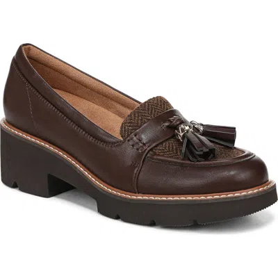 Naturalizer Wide Width Committed Platform Loafer In Brown Wool / Faux Leather