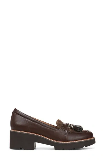 Naturalizer Wide Width Committed Platform Loafer In Brown Wool / Faux Leather