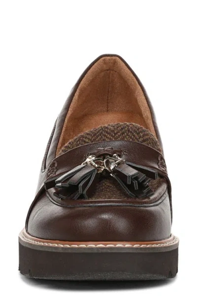 Naturalizer Wide Width Committed Platform Loafer In Brown Wool / Faux Leather
