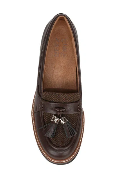 Naturalizer Wide Width Committed Platform Loafer In Brown Wool / Faux Leather