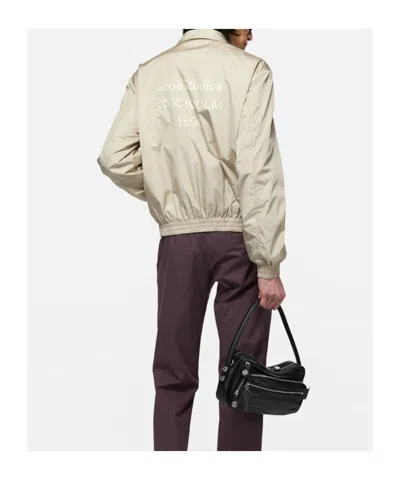 Acne Studios Logo-print Zip-up Jacket In Neutral