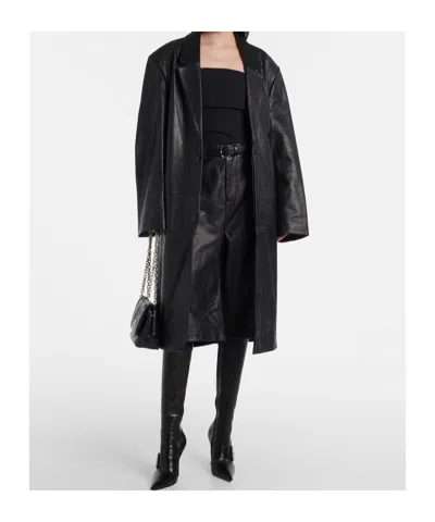 Entire Studios Oversized Leather Coat In Black