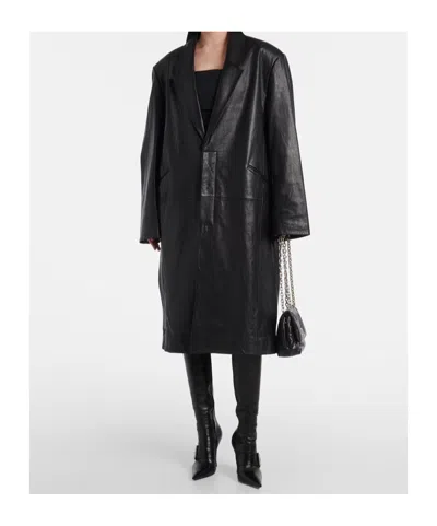 Entire Studios Oversized Leather Coat In Black