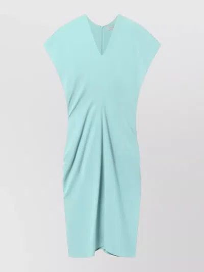 Stella Mccartney Midi Dress With V-neck And Drape In Blue