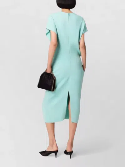 Stella Mccartney Midi Dress With V-neck And Drape In Blue