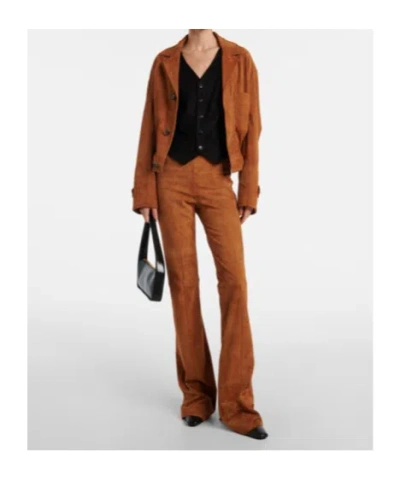 Stouls Alfi Belted Cropped Suede Jacket In Brown