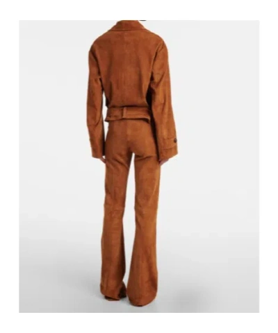 Stouls Alfi Belted Cropped Suede Jacket In Brown