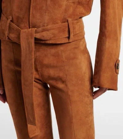 Stouls Alfi Belted Cropped Suede Jacket In Brown