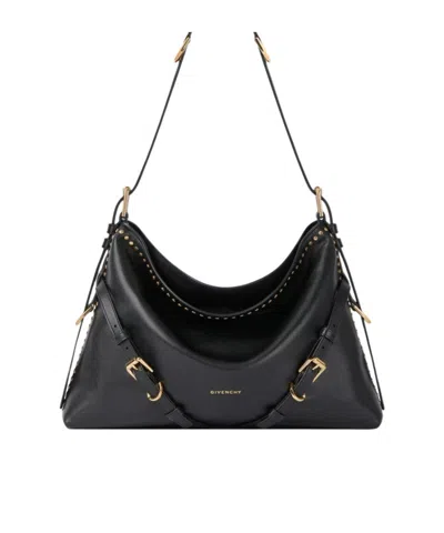 Givenchy Voyou Medium Leather Shoulder Bag In Black