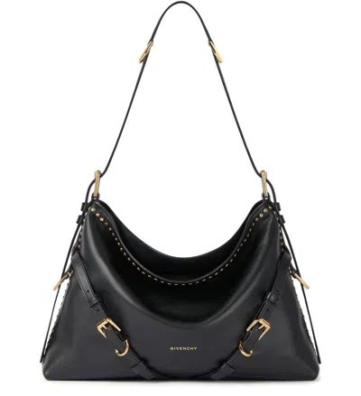 Givenchy Voyou Medium Leather Shoulder Bag In Black