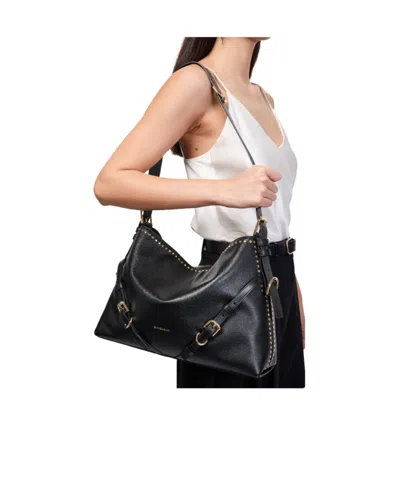 Givenchy Voyou Medium Leather Shoulder Bag In Black