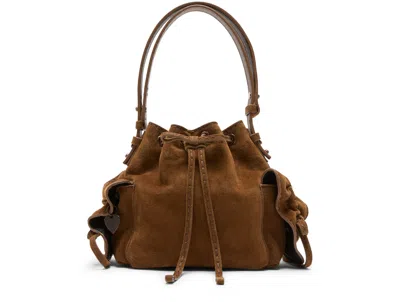 Acne Studios Mini Multipocket Suede Bucket Bag In Brown