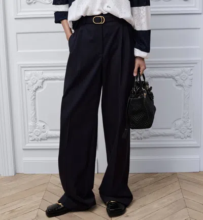 Dior Belted Flared Pants In Black