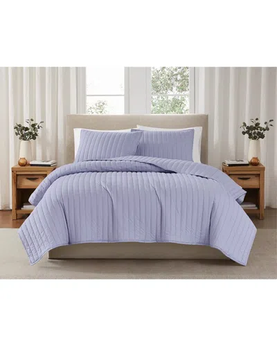 Brooklyn Loom Solid Cotton Percale Quilt Set In Purple