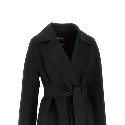 Max Mara Studio Cles Single-breasted Wool Coat In Black