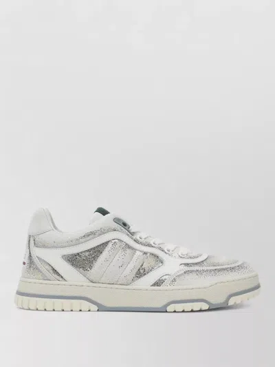 Gucci Glitter Finish Sneakers Rubber Sole Design In Gray