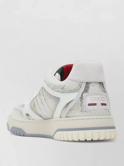 Gucci Glitter Finish Sneakers Rubber Sole Design In Gray